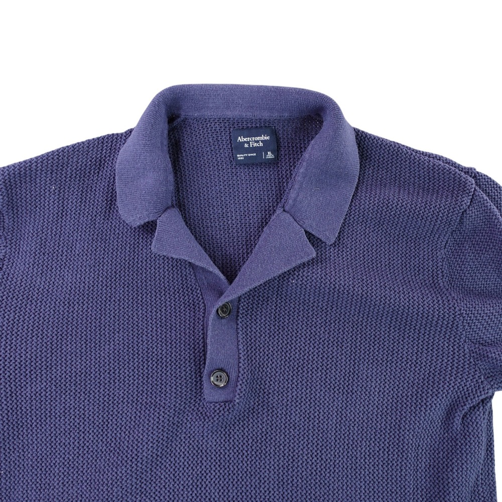 Abercrombie & Fitch Polo Shirt Mens XL Purple Textured Knit Short Sleeve Casual